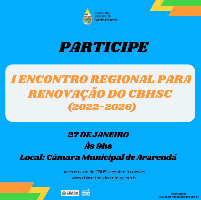 Participe do I Encontro Regional para Renovação do CBHSC!